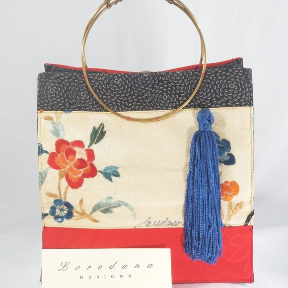 LOREDANA Artisan Antique Kimono Handstiched Tote - Picture 2 of 8